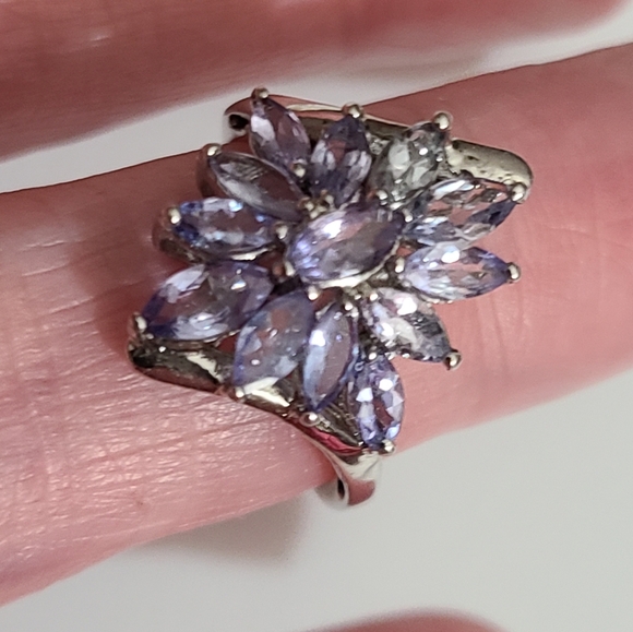 925 tourmaline stauer sterling silver cluster ring lavender purple sz 6 estate - Picture 2 of 16